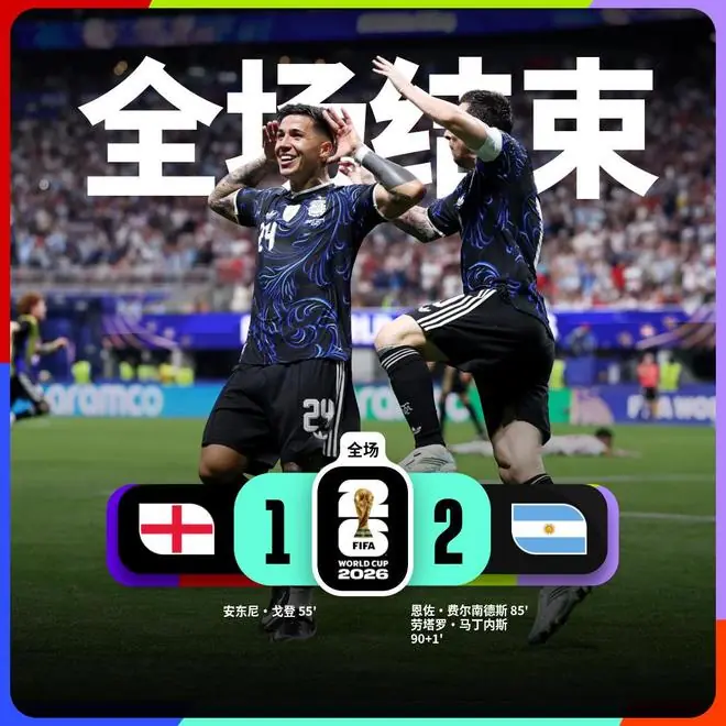 热闻|6分钟连进2球上演惊天逆转！卫冕冠军阿根廷2-1英格兰挺进决赛！