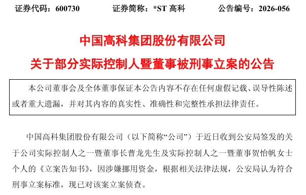 600730，两名实控人被刑事立案